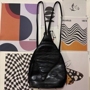 Vintage Pelletteria Made in Italy Black Italian Leather Backpack
